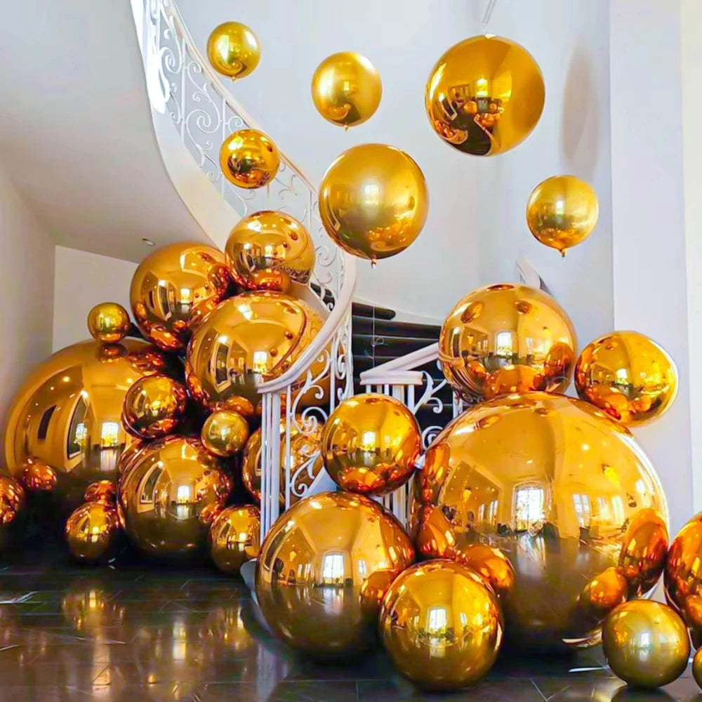 4D Foil Balloons Holographic Round Balloon for Birthday Bachelor Party and Christmas Decoration Valentine's Day and Baby Shower