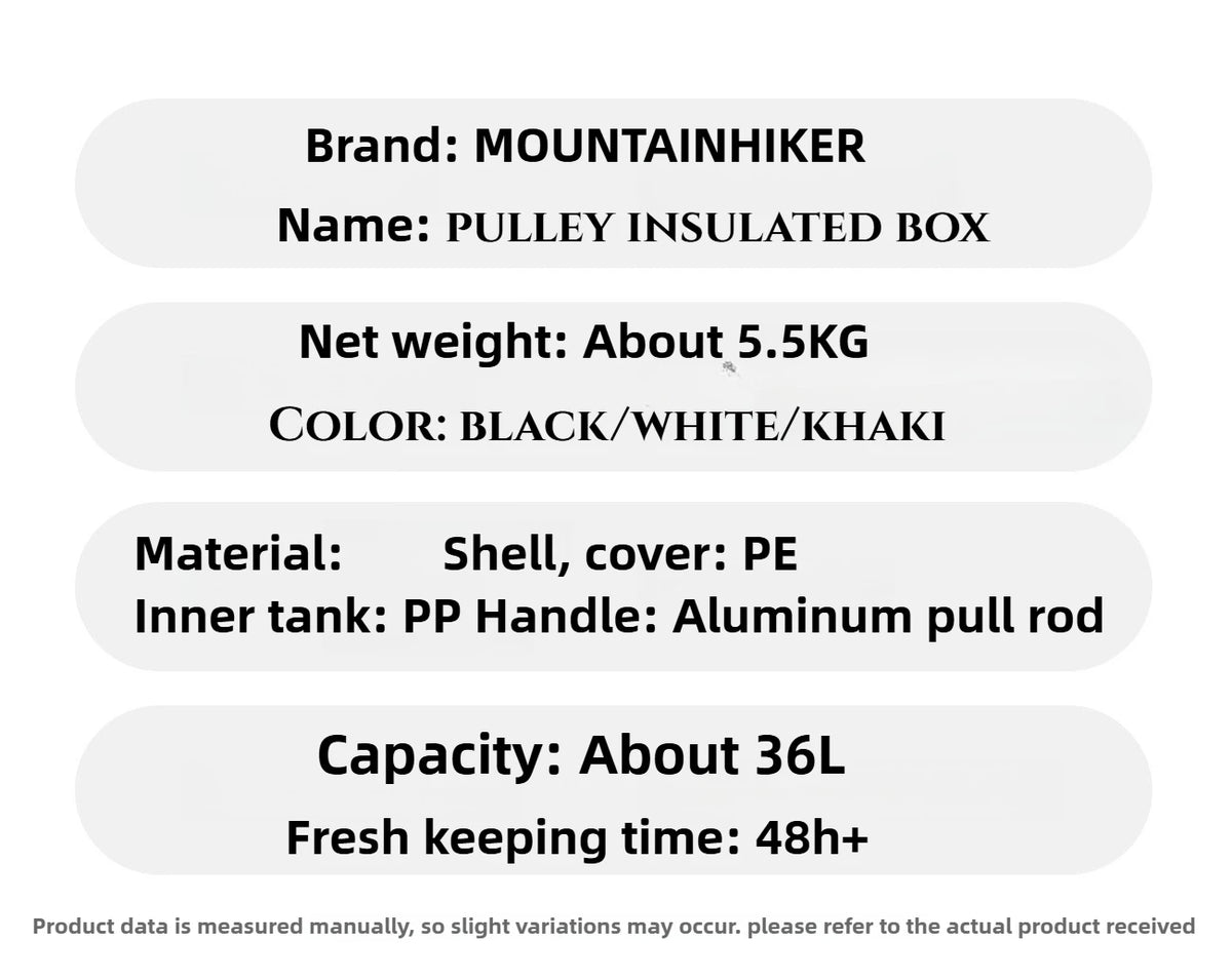 GO PEAK MOUNTAINHIKER 36L White, Black, Khaki, Pulley Box Outdoor Incubator with Trolley Wheels
