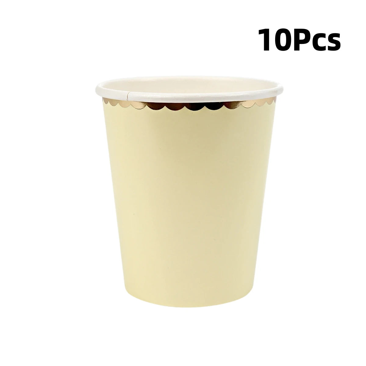 Deluxe Pastel Coloured Scalloped Edge Gold Foil Paper Plates Cups Napkins Disposable Tableware Set for Birthday Wedding Celebration Party Supplies
