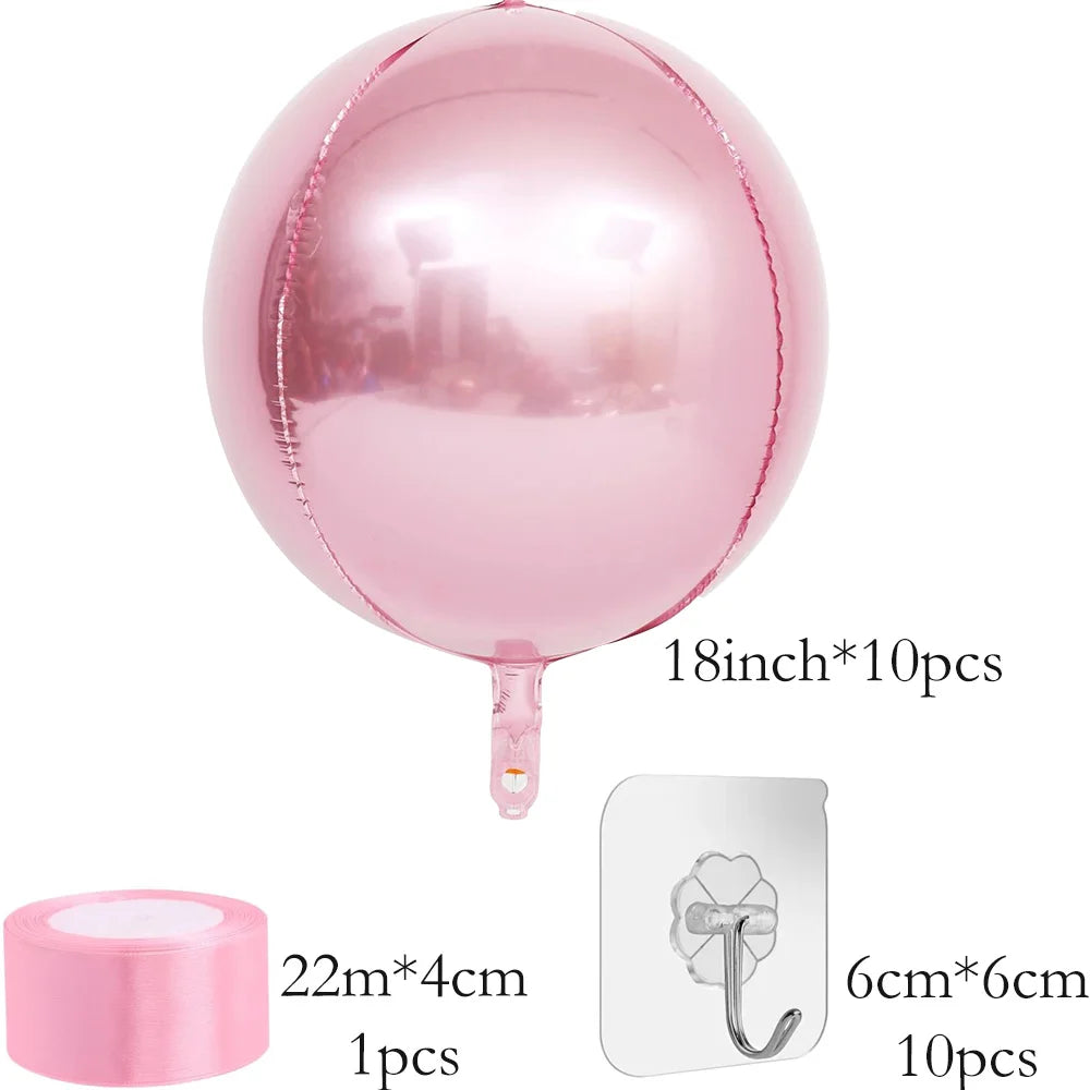 18inch / 22inch  Hanging Balloons  (All colours)  10pcs set Large 4D Chrome Foil Balloons Birthday Party Wedding Baby Shower