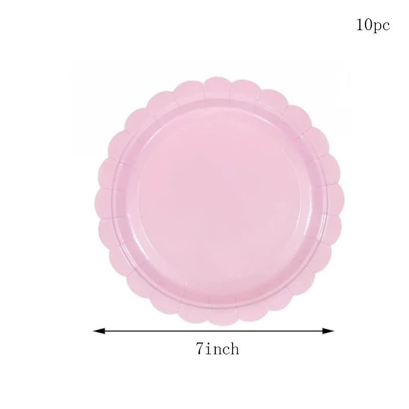 Petal Shaped Pastel Coloured 7/9 Inch Disposals  for Weddings Birthdays Baby Showers Party Supplies
