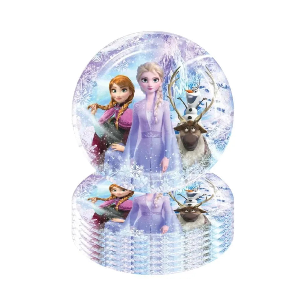 Elsa & Anna Princess Birthday Party Kit – Frozen-Themed Decorations, Balloons, Banner, Plates, Cups & Gift Bags