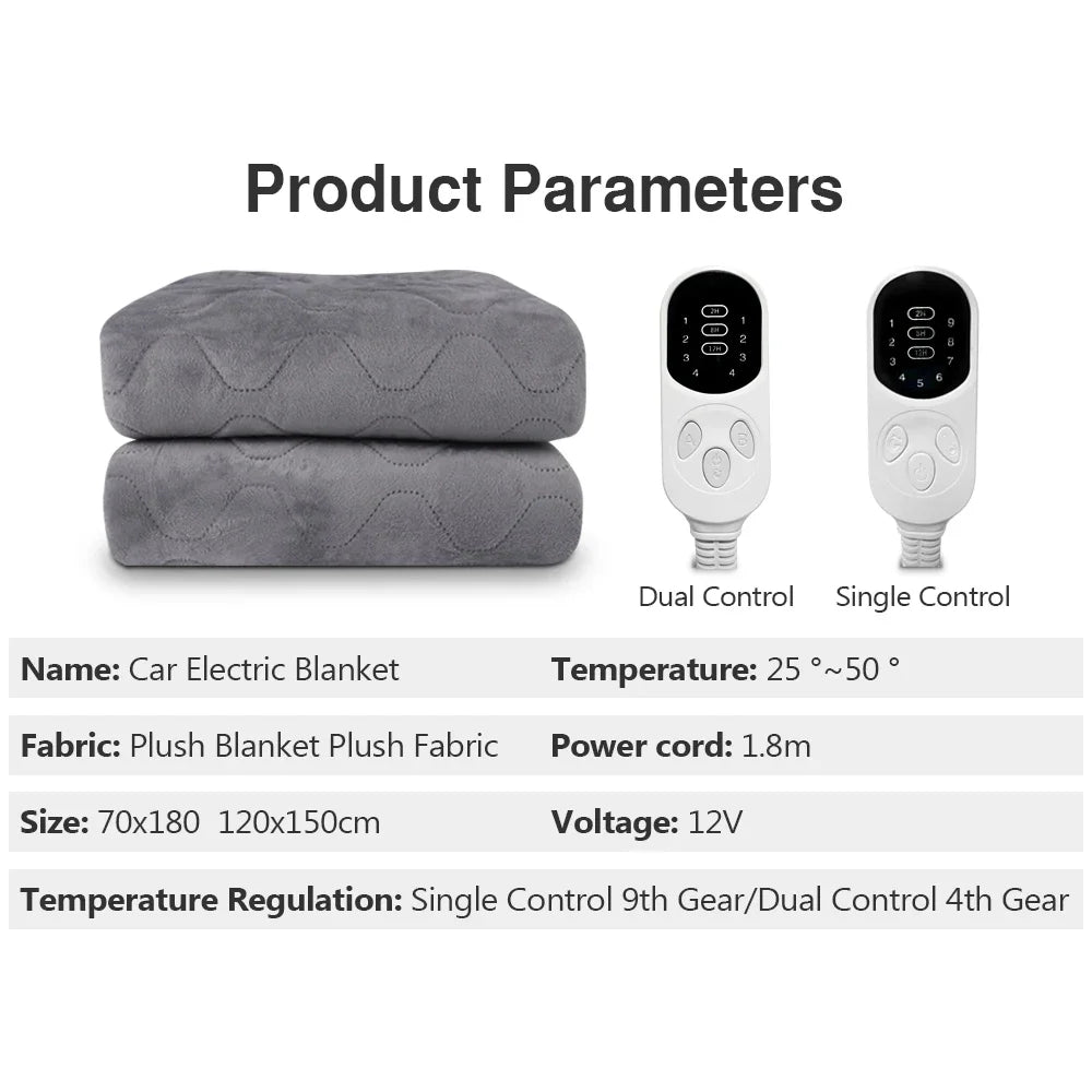Heating Mat Plush Thicker Heated Heater Mattress Thermostat Travel Winter Body Warmer For RV SUVs Car Electric Blanket