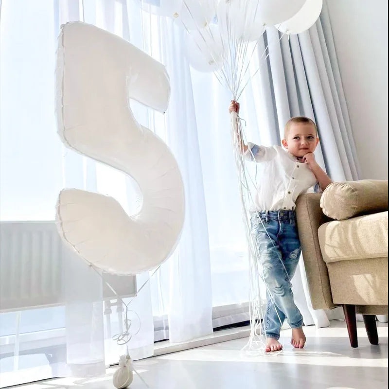 Deluxe Disposable Tableware White with Gold Rim Plate Paper Cup Tablecloth and Large Number Balloon for Birthday Party Wedding Decoration Baby Shower  Party Supplies  CutleryStraws