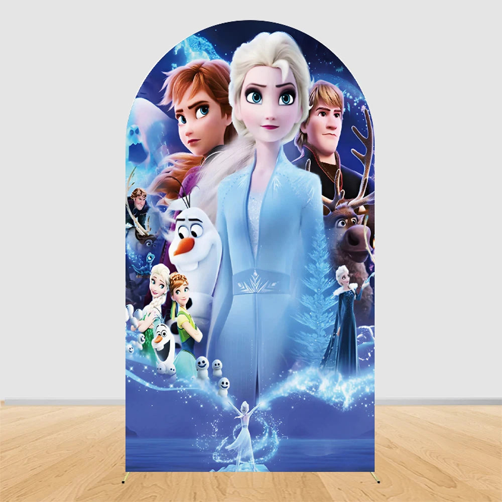 Ice Princess Birthday Decorations Arch Backdrop Cover | Winter Wonderland Snow Queen Kids Girls Birthday Party Background