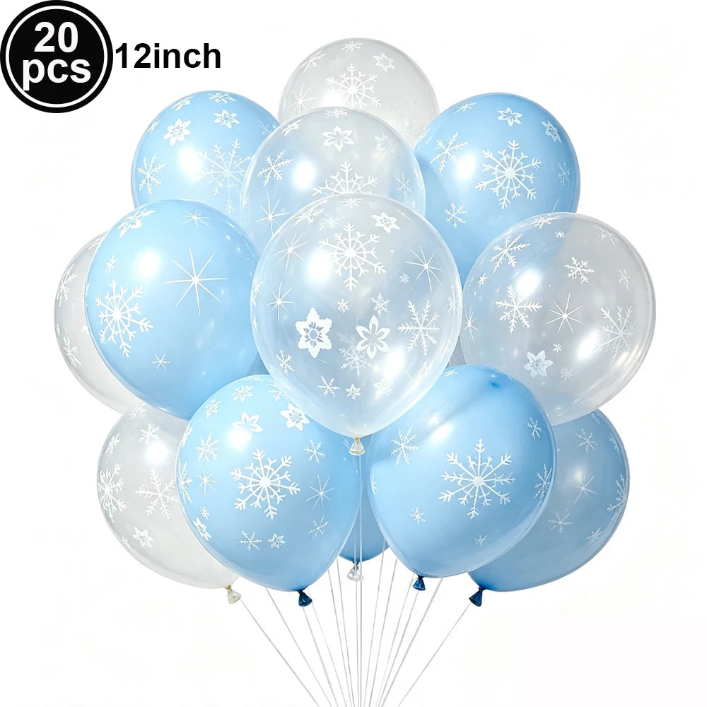 Christmas Party Decor Snowflake Fringe Curtains Snowflake Hanging Swirls Balloons Princess Theme Winter Birthday Party Decor