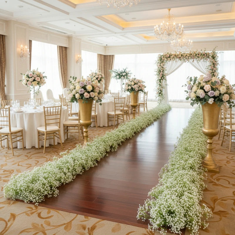 2M Artificial Gypsophila Flower Row Wedding Decor Table Centerpiece Arch Backdrop Floral Garland Home Party Event Decoration
