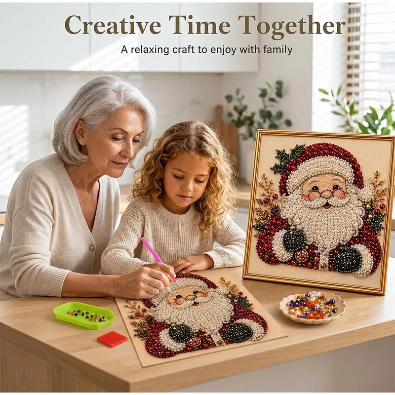 Christmas Pearl Diamond Arts and Crafts Set Santa Claus Elf Pattern DIY Pearl Art Artware Suitable For Beginner and Experienced as Gifts