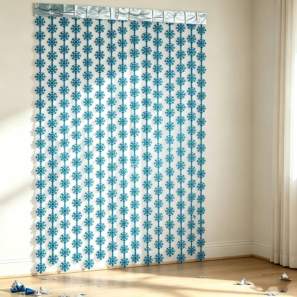 Christmas Party Decor Snowflake Fringe Curtains Snowflake Hanging Swirls Balloons Princess Theme Winter Birthday Party Decor