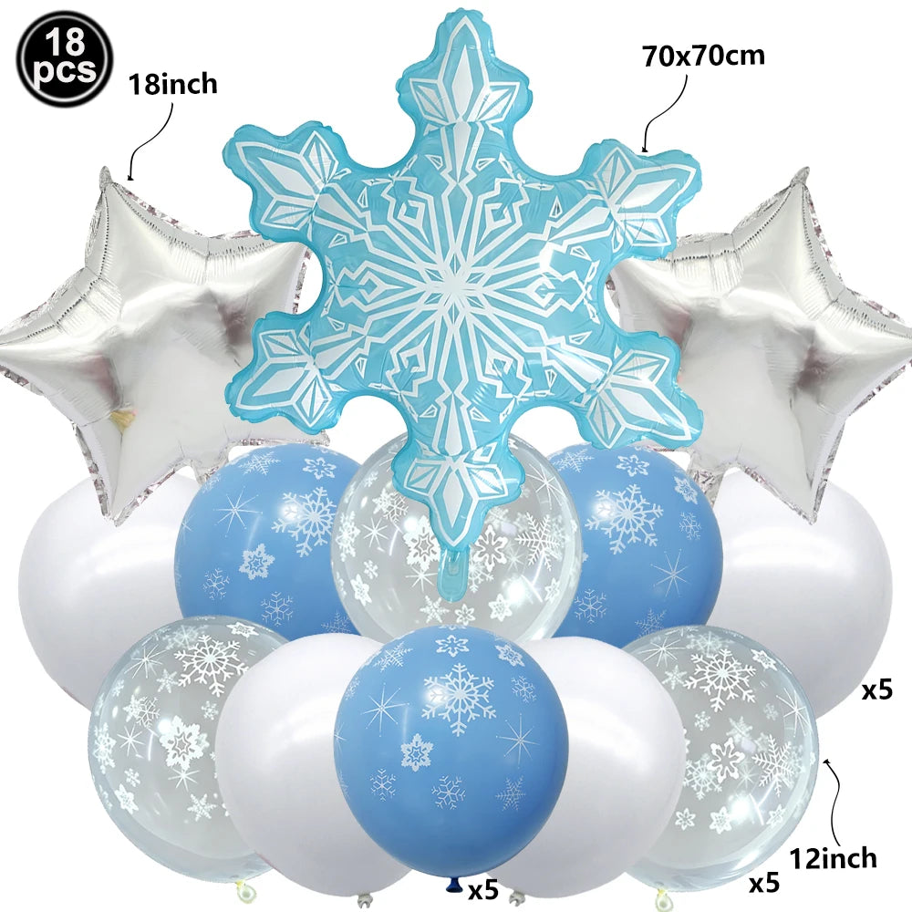 Christmas Party Decor Snowflake Fringe Curtains Snowflake Hanging Swirls Balloons Princess Theme Winter Birthday Party Decor