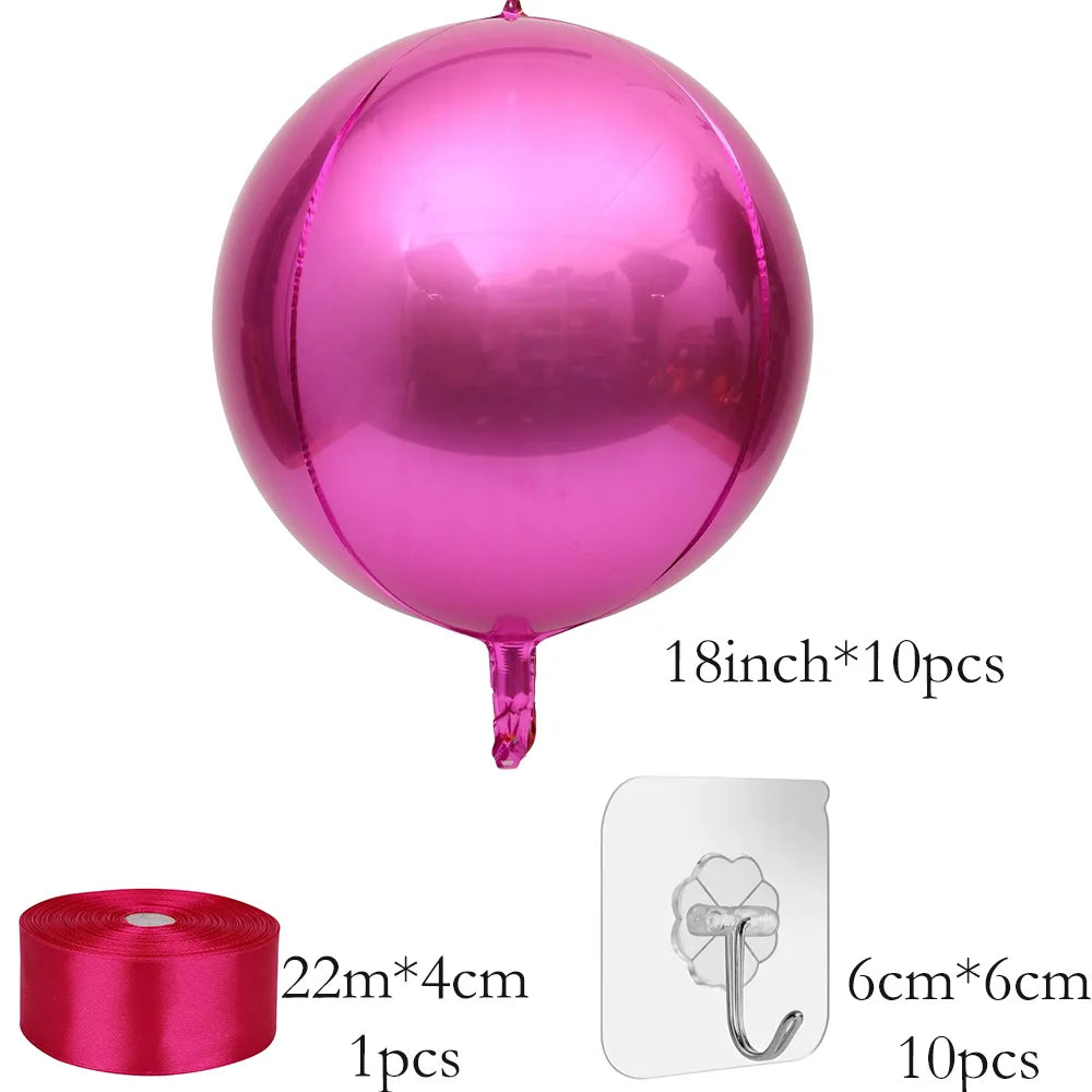 18inch / 22inch  Hanging Balloons  (All colours)  10pcs set Large 4D Chrome Foil Balloons Birthday Party Wedding Baby Shower