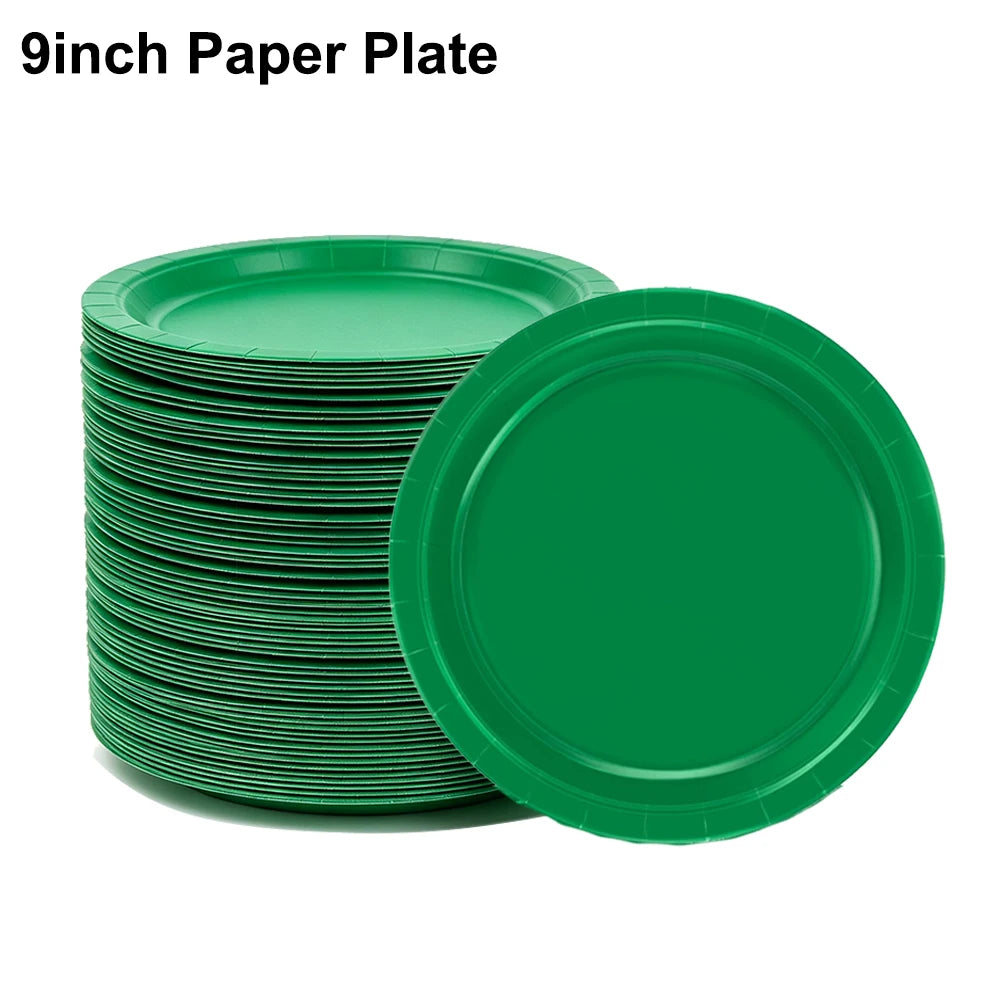 20, 40, 60, 80, 100Pcs Green and Red Paper Cups Napkin Disposable Tableware Party Napkin Drink Cups Birthday Christmas Holiday Party Supplies