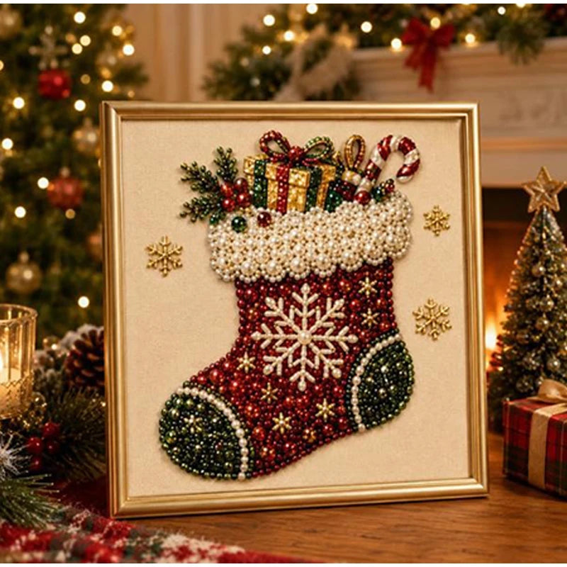 Christmas Pearl Diamond Arts and Crafts Set Santa Claus Elf Pattern DIY Pearl Art Artware Suitable For Beginner and Experienced as Gifts
