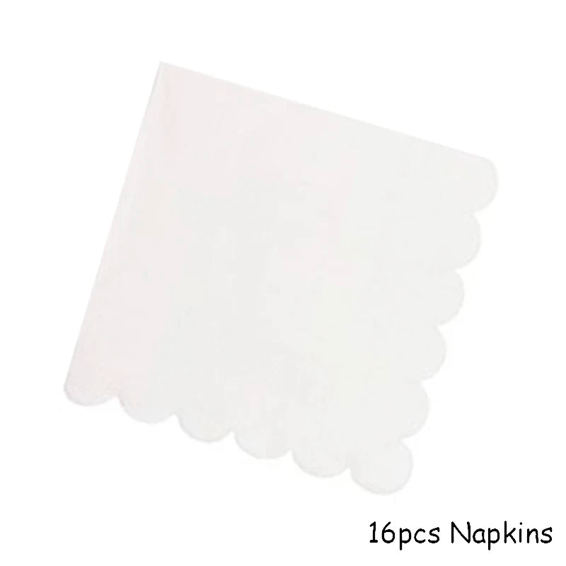 Deluxe White Disposable Tableware Set Party Gold Paper Plates for Weddings; Birthday Party; Baby Shower ; Party Supplies