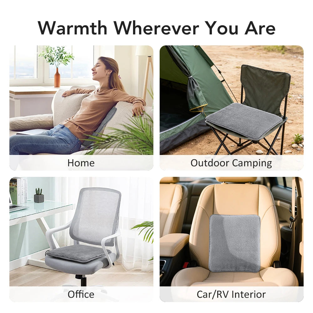 USB Electric Heated Seat Cushion 4 Temperature Settings Winter Car Seat Heater Cold Resistant Chair Heated Mat for Office Travel