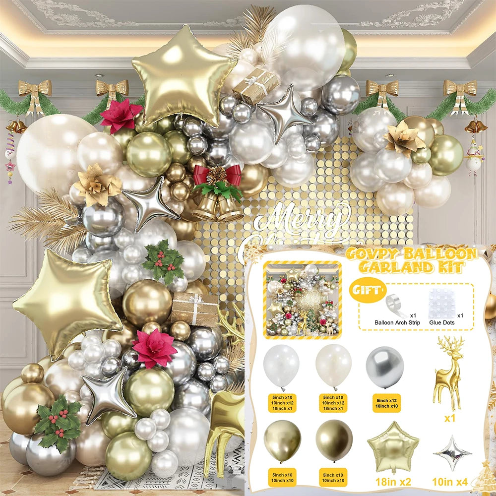 117Pcs Christmas Balloons Garland Arch Kit for Christmas Party Decoration 2027 New Year Home Decoration Party Supplies