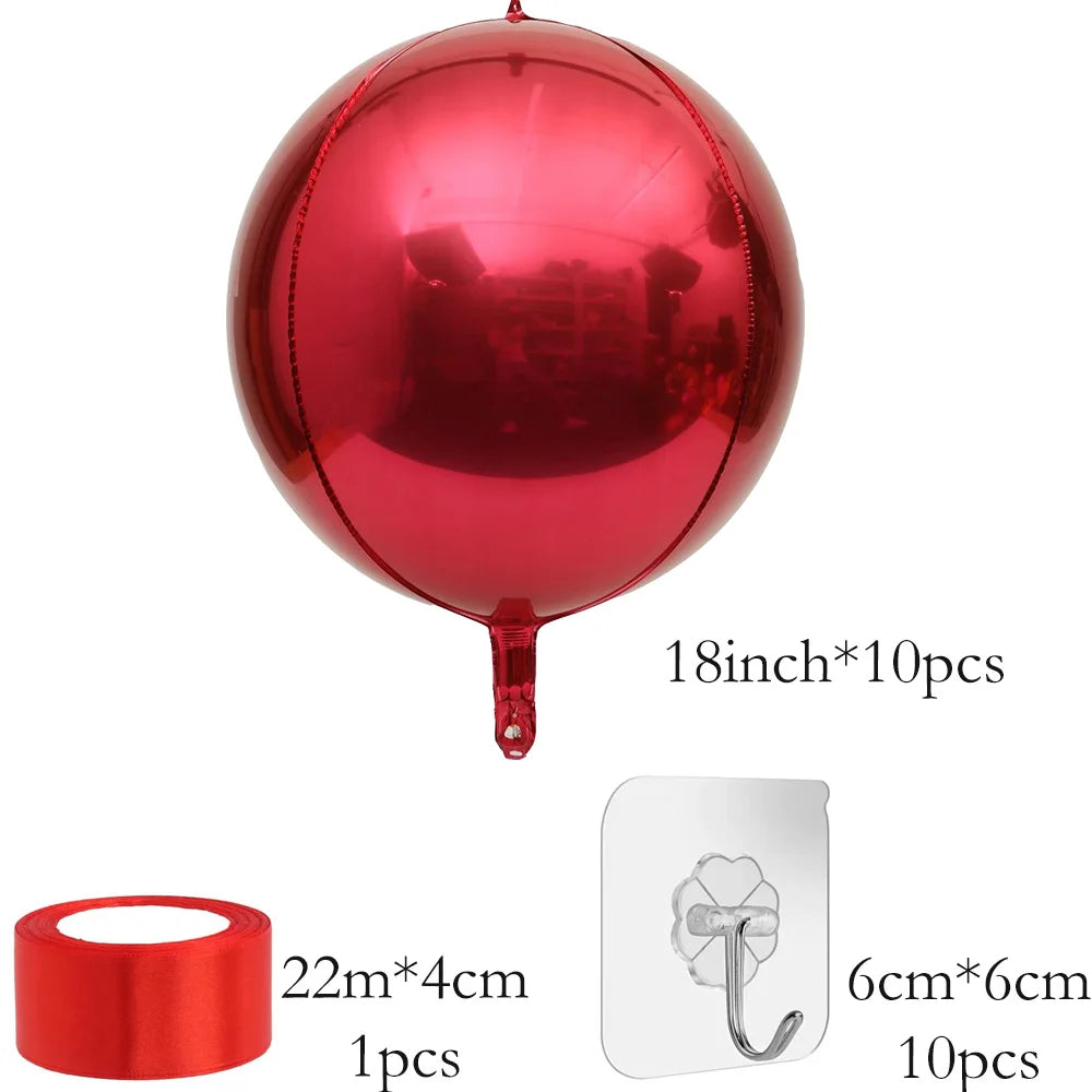 18inch / 22inch  Hanging Balloons  (All colours)  10pcs set Large 4D Chrome Foil Balloons Birthday Party Wedding Baby Shower