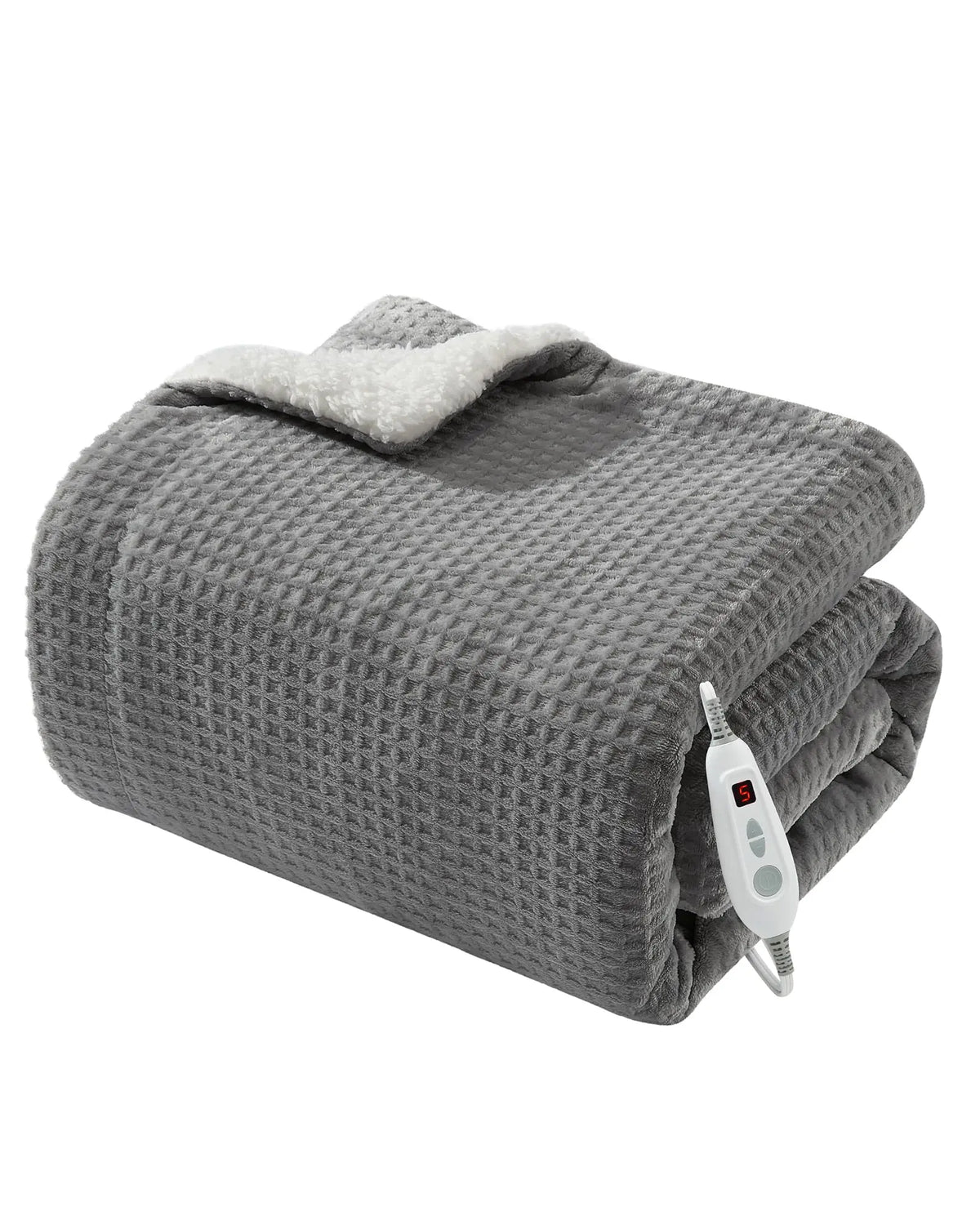 Electric Heated Blanket 160X130cm 6 Heat Levels 10h Auto Shut-Off Dual-Sided Soft Flannel Fast Heating Machine Washable Overheat Protection CE Certified Grey EU Plug for Sofa Bed