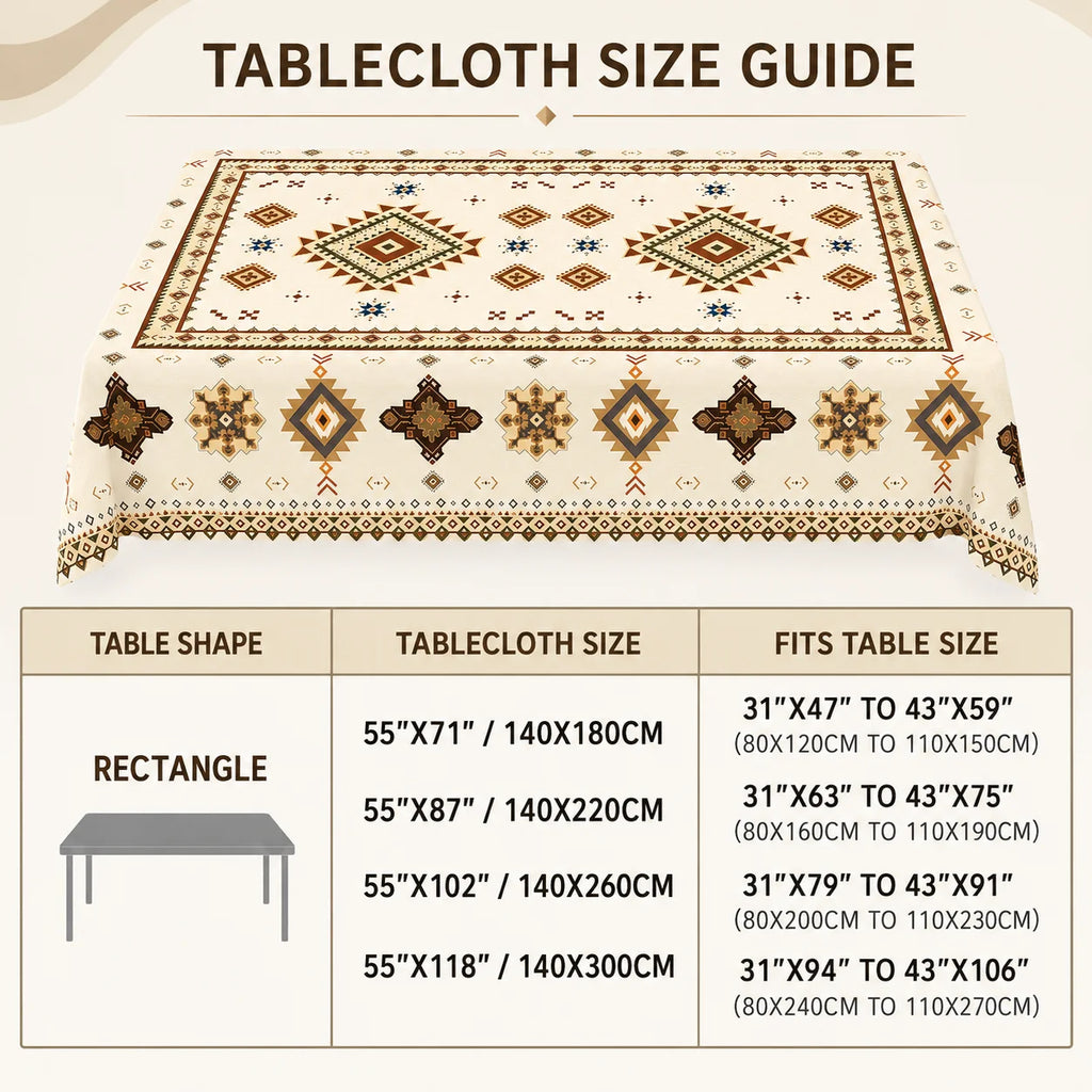 Linen Rustic Christmas Snowman & Gingerbread Man Tablecloth Rectangular Table Cover for Dining Room Kitchen - Various Sizes