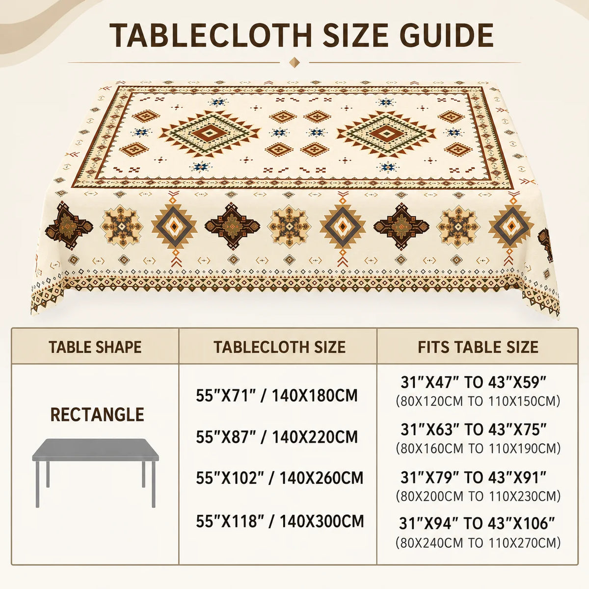 Linen Rustic Christmas Snowman & Gingerbread Man Tablecloth Rectangular Table Cover for Dining Room Kitchen - Various Sizes