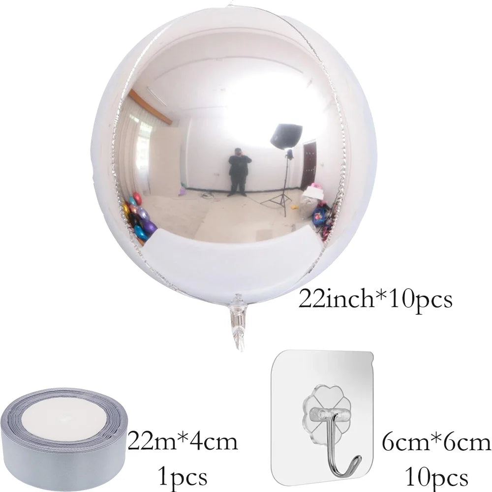 18inch / 22inch  Hanging Balloons  (All colours)  10pcs set Large 4D Chrome Foil Balloons Birthday Party Wedding Baby Shower