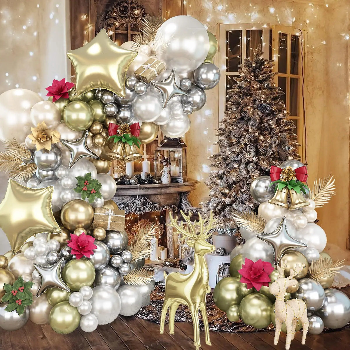 117Pcs Christmas Balloons Garland Arch Kit for Christmas Party Decoration 2027 New Year Home Decoration Party Supplies