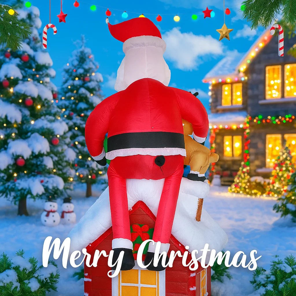 Giant 9.5FT Inflatable Christmas Santa Claus Decoration Reindeer Gift LED Home Ornament Christmas Gifts Supplies Toy Xmas Yard Decor