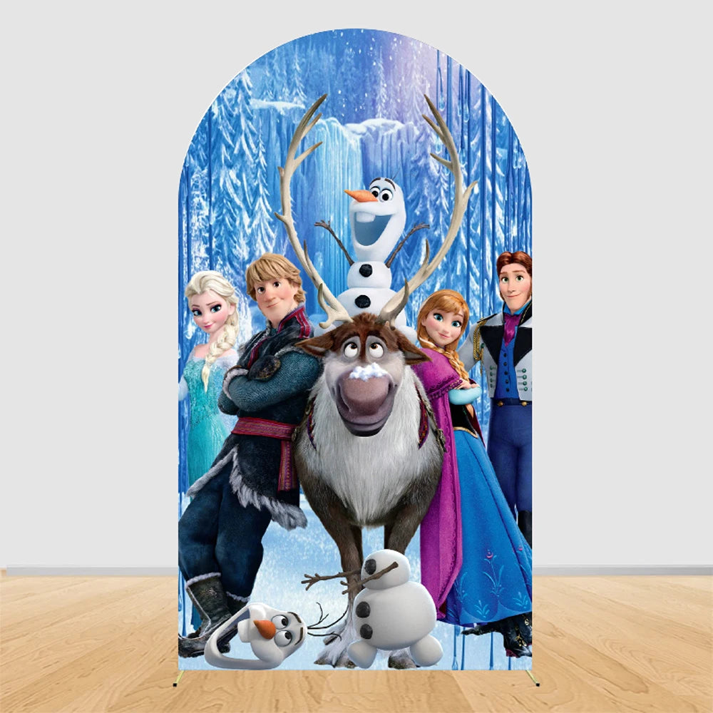 Ice Princess Birthday Decorations Arch Backdrop Cover | Winter Wonderland Snow Queen Kids Girls Birthday Party Background