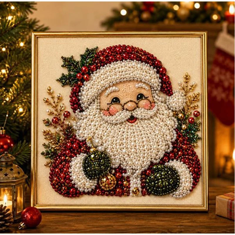Christmas Pearl Diamond Arts and Crafts Set Santa Claus Elf Pattern DIY Pearl Art Artware Suitable For Beginner and Experienced as Gifts