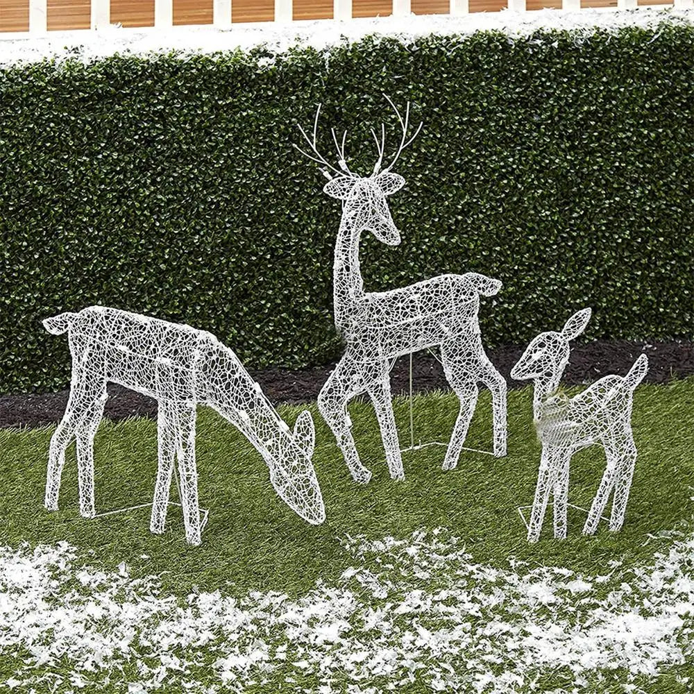 Outdoor Lighted Christmas Reindeer Standing Ornament With LED Light Glowing Glitter Reindeer