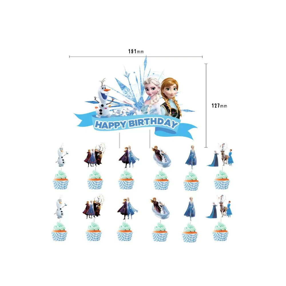 Elsa & Anna Princess Birthday Party Kit – Frozen-Themed Decorations, Balloons, Banner, Plates, Cups & Gift Bags