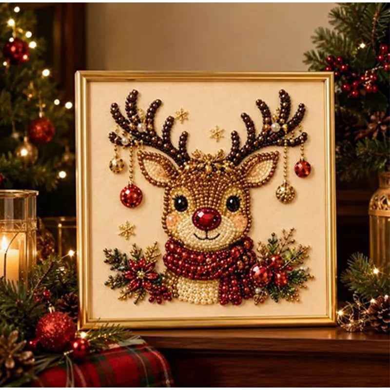 Christmas Pearl Diamond Arts and Crafts Set Santa Claus Elf Pattern DIY Pearl Art Artware Suitable For Beginner and Experienced as Gifts