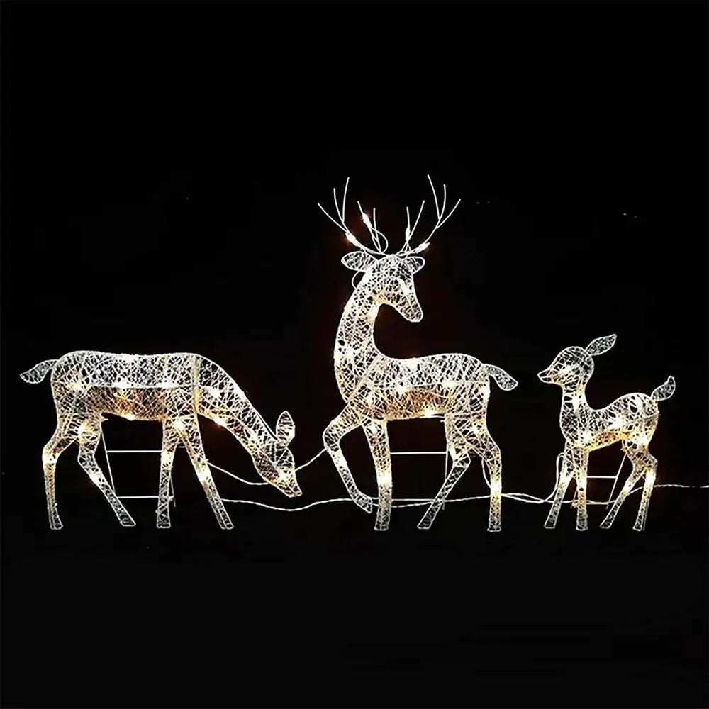 Outdoor Lighted Christmas Reindeer Standing Ornament With LED Light Glowing Glitter Reindeer
