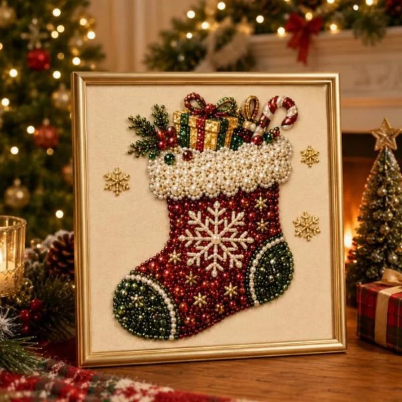 Christmas Pearl Diamond Arts and Crafts Set Santa Claus Elf Pattern DIY Pearl Art Artware Suitable For Beginner and Experienced as Gifts