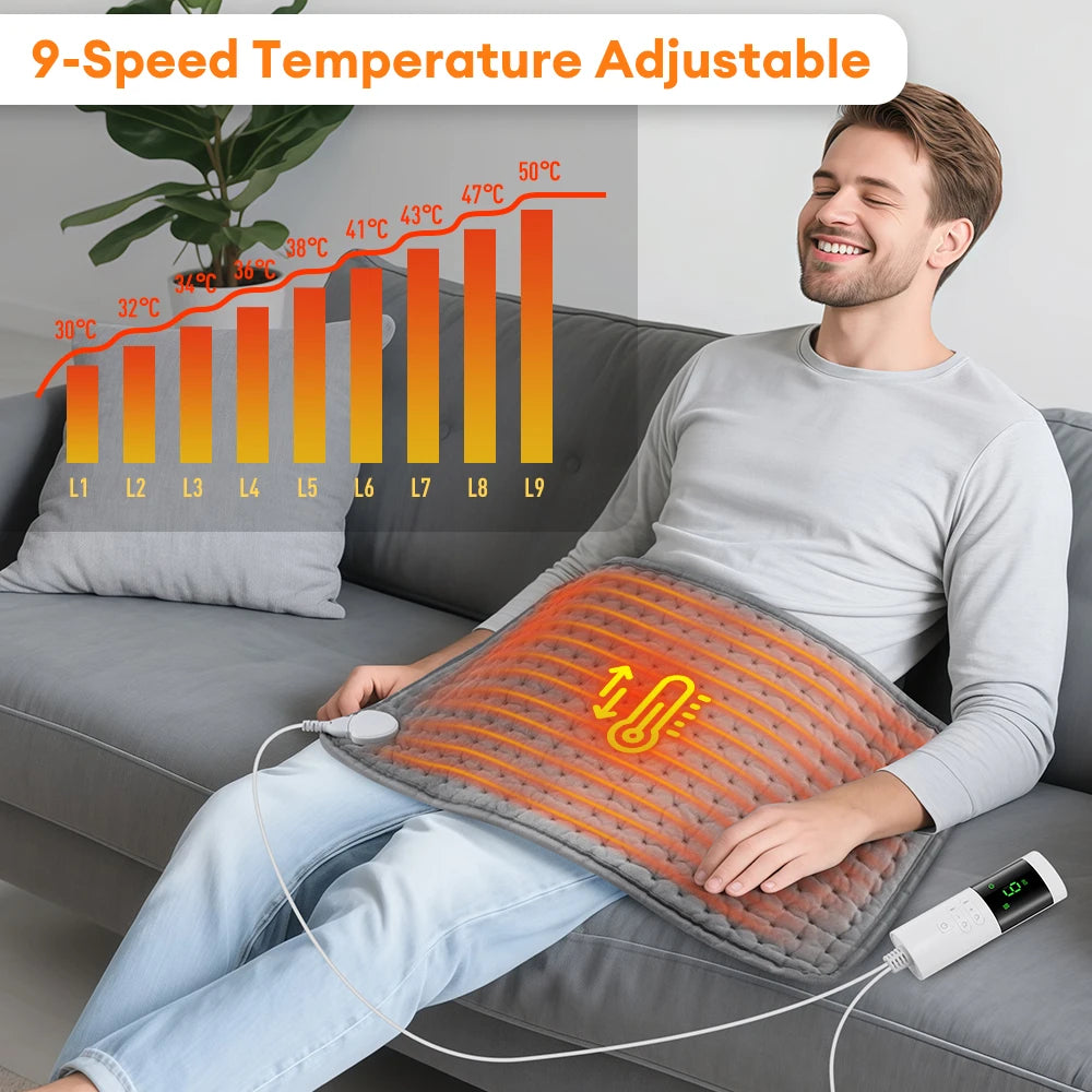 Heating Pad with 9 Heat Levels and Timer Settings