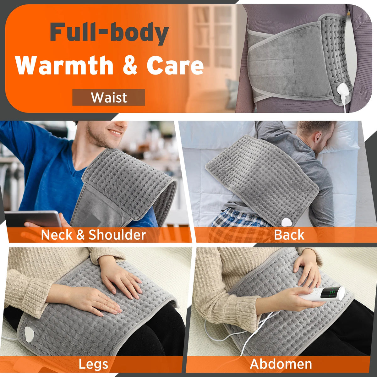 Back Heating Support Belt Electric Waist Brace With Adjustable Temperature
