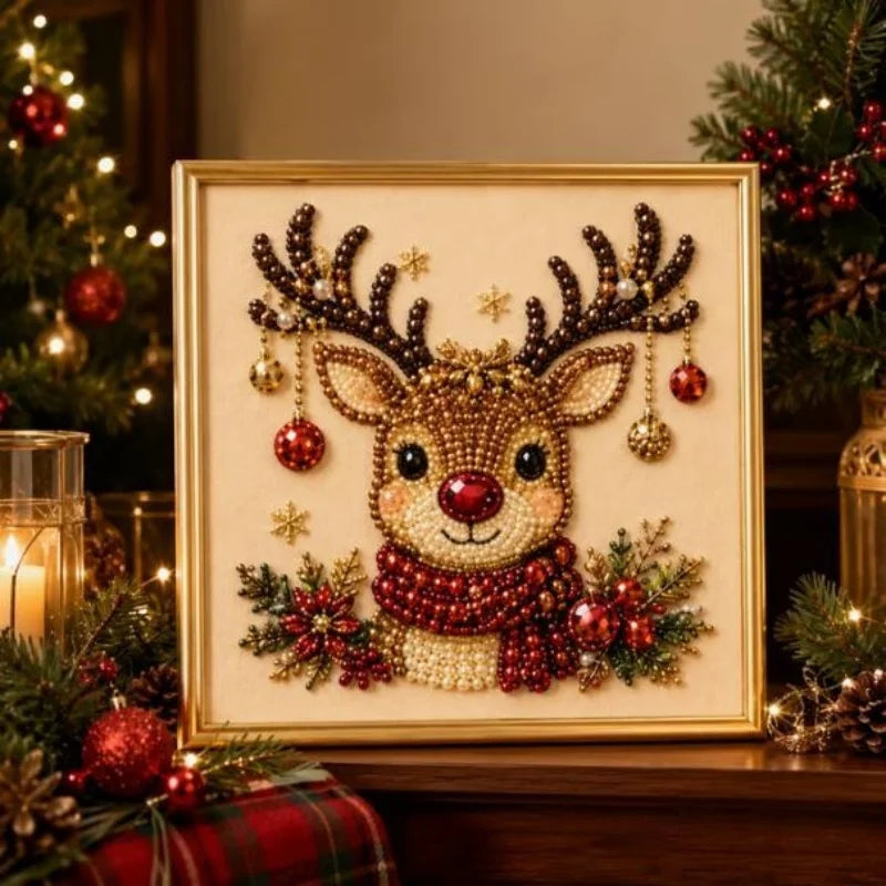 Christmas Pearl Diamond Arts and Crafts Set Santa Claus Elf Pattern DIY Pearl Art Artware Suitable For Beginner and Experienced as Gifts