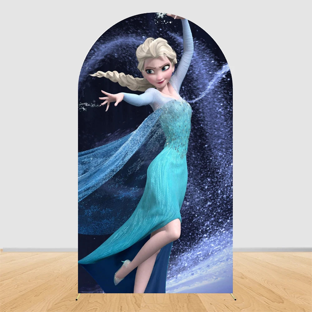 Ice Princess Birthday Decorations Arch Backdrop Cover | Winter Wonderland Snow Queen Kids Girls Birthday Party Background