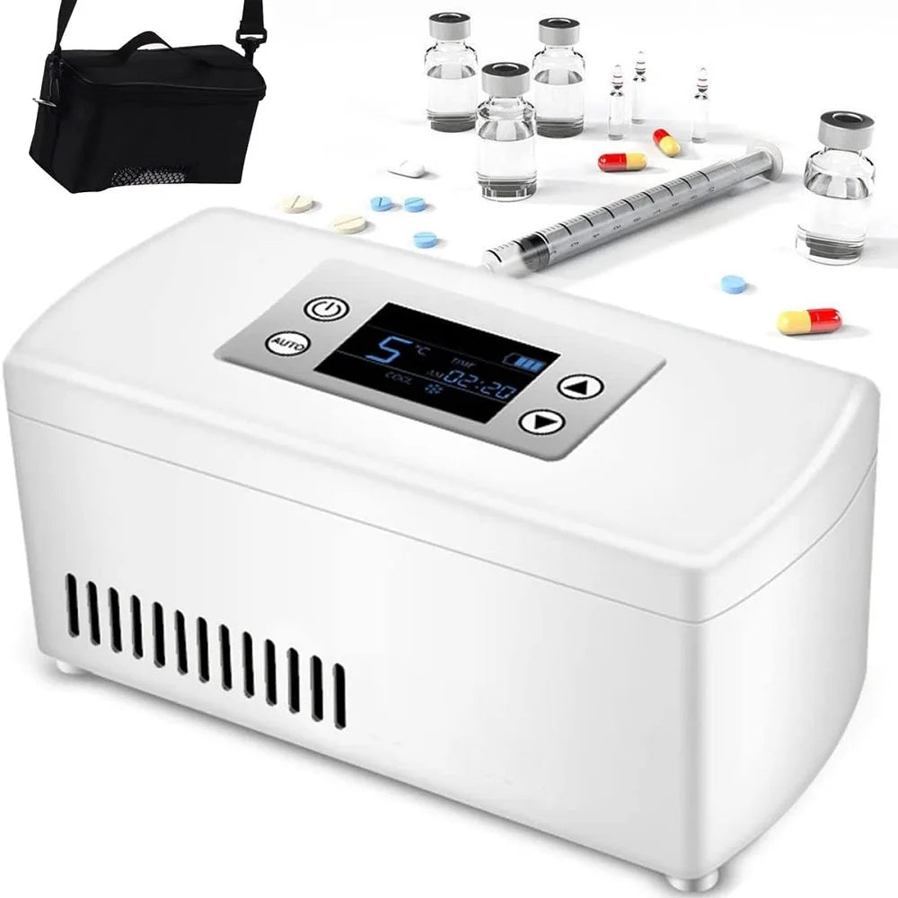 Portable Insulin Cooler Refrigerated Box 2-18 Degrees Medicine Cooler For Travel Outdoor Household (Bag Included)