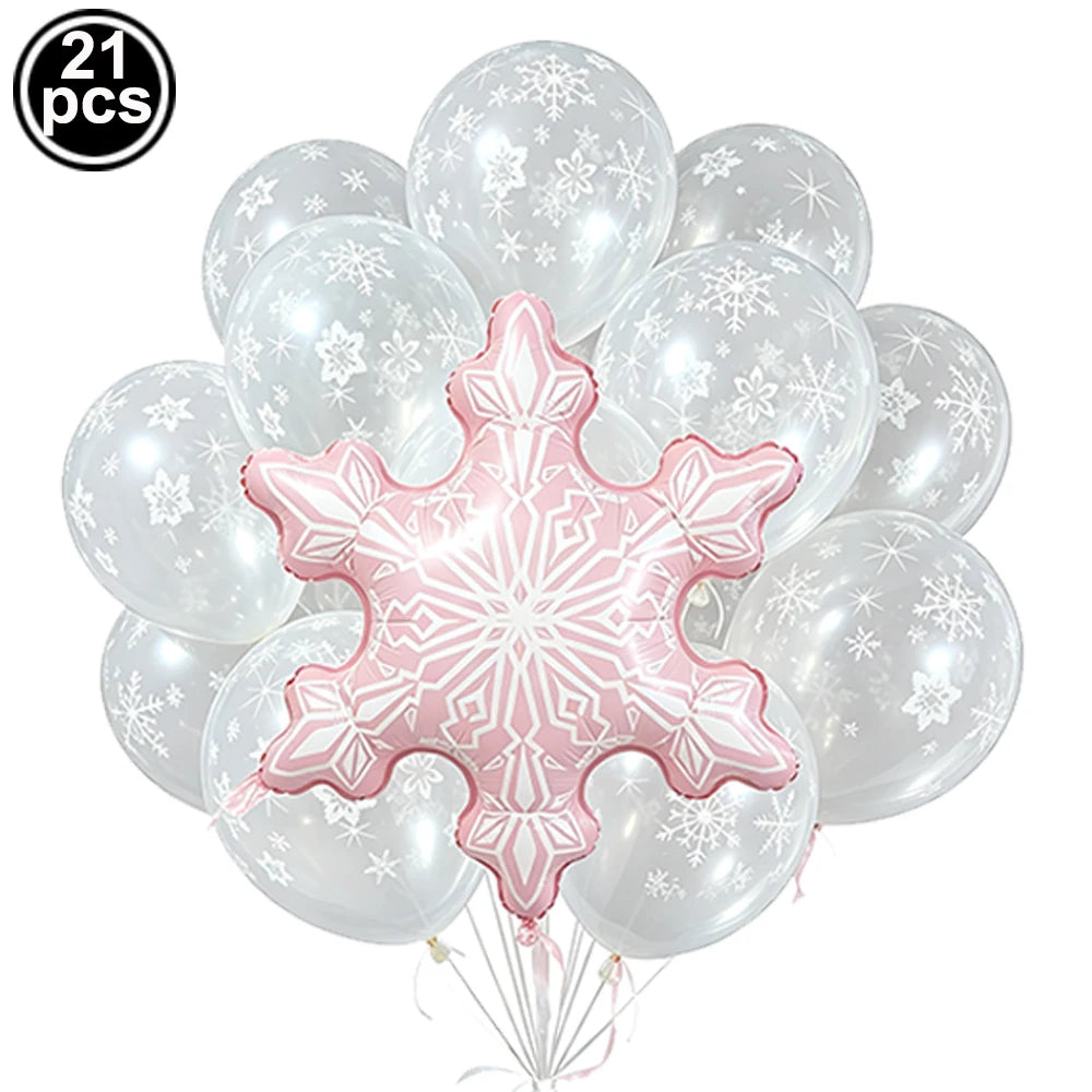 Christmas Party Decor Snowflake Fringe Curtains Snowflake Hanging Swirls Balloons Princess Theme Winter Birthday Party Decor