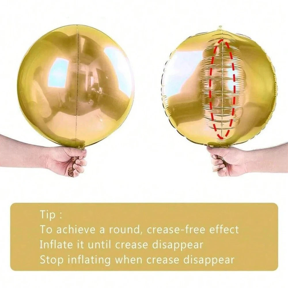 4D Foil Balloons Holographic Round Balloon for Birthday Bachelor Party and Christmas Decoration Valentine's Day and Baby Shower