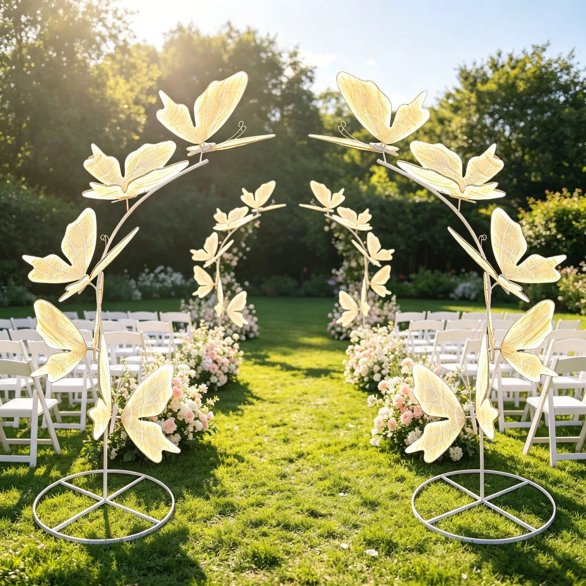 Luxury Iron Butterfly Arch Stand ( 2 Pieces ) Wedding Background Frame, Metal Flower Arch Bracket for Wedding Stage, Party & Festival Decor